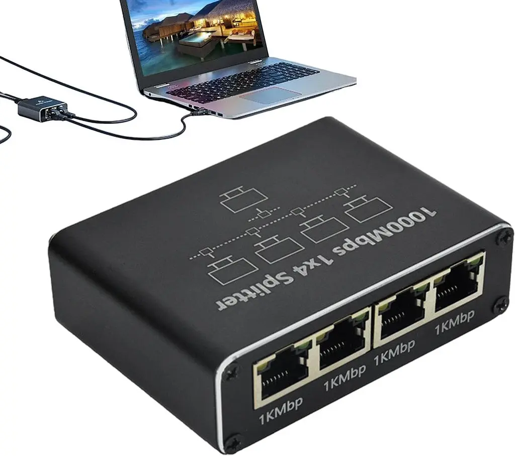 Мережевий розгалужувач RJ45 Gigabit Ethernet 1 в 4 порти 1000 Мбіт/с - фото 3