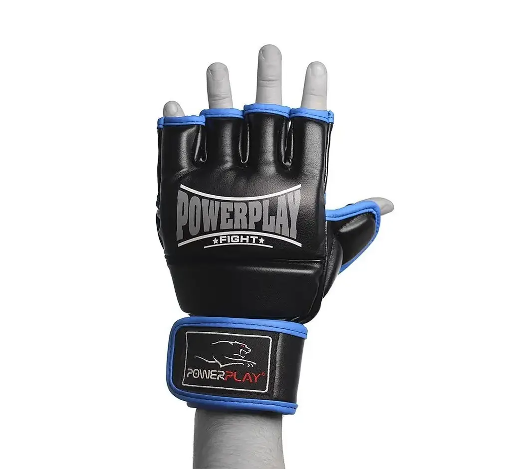 Рукавички для MMA Power Play 3058, Black/Blue - L - фото 2