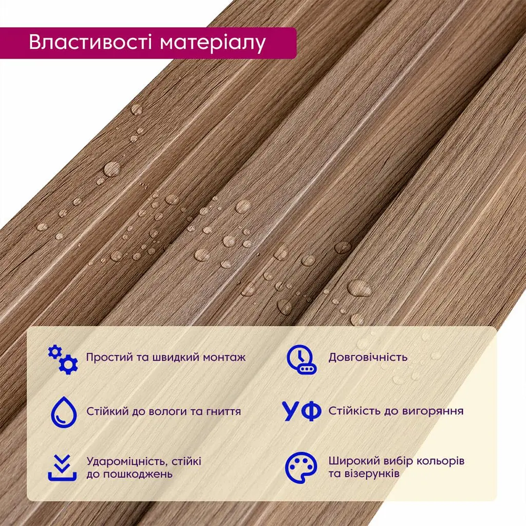 Рейка декоративна Sticker Wall WPC стінова 200х27х2900мм SW-00003001 - фото 4