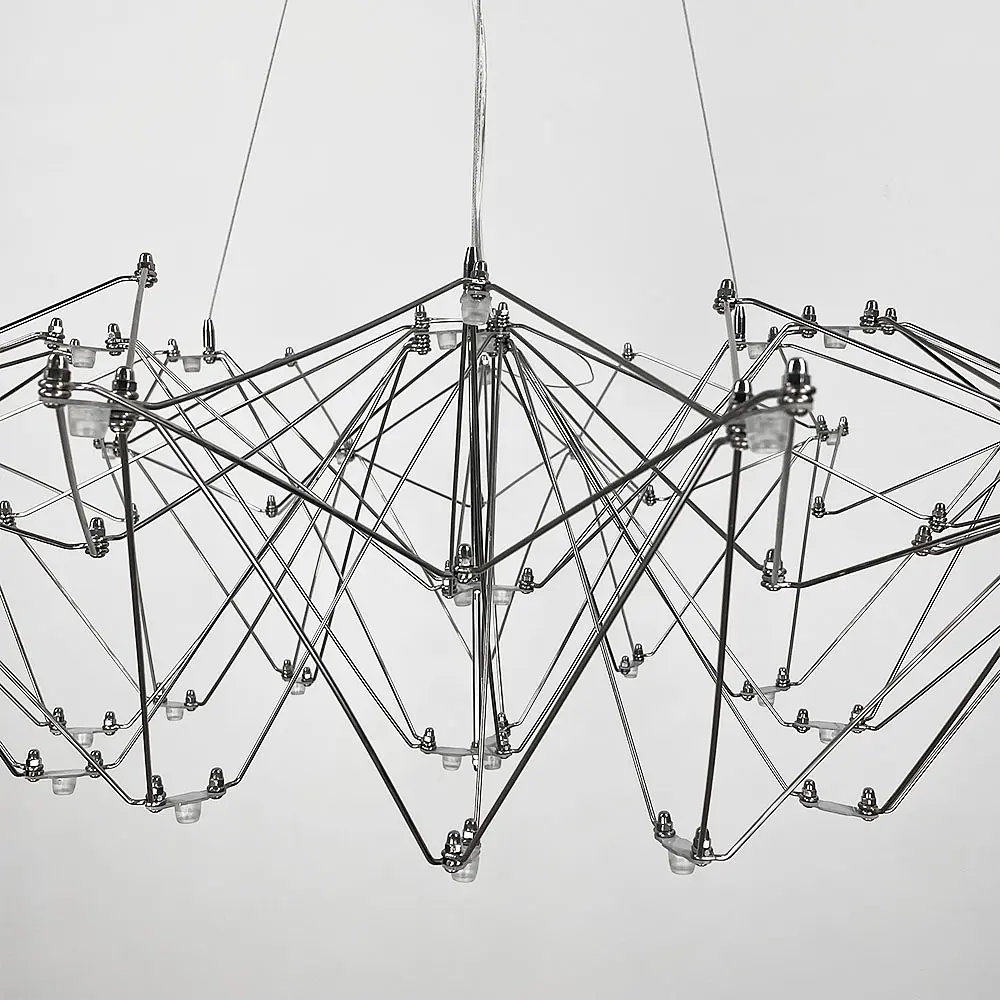 Невесомая серебряная люстра Ø 80 см Ст. MJ 206-800 CH | Line F - фото 3