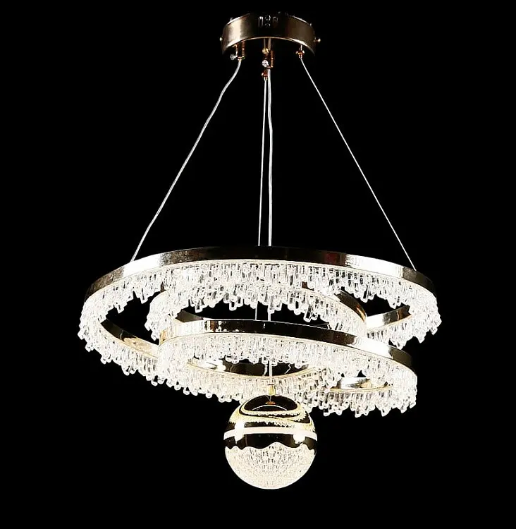 Люстра стельова LED Splendid Ray L152/2, 2 лампи, золота та біла, регульована висота 50-120 см - фото 4