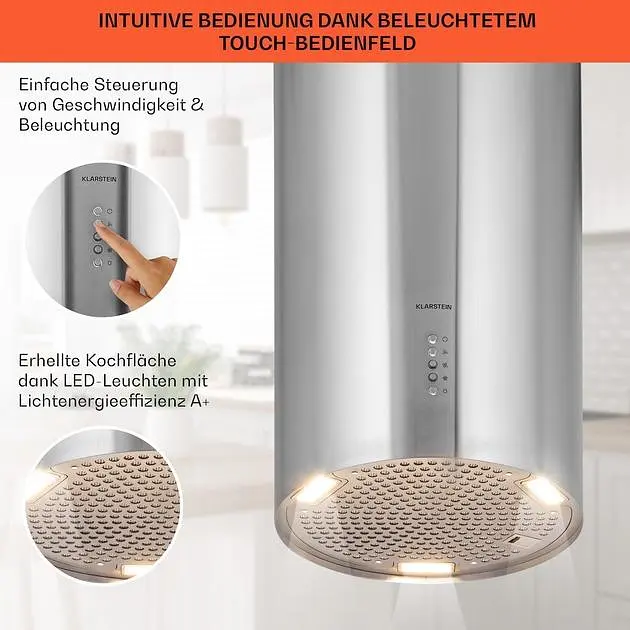 Островная вытяжка Klarstein Bolea 600 м³/час (10041224) - фото 4