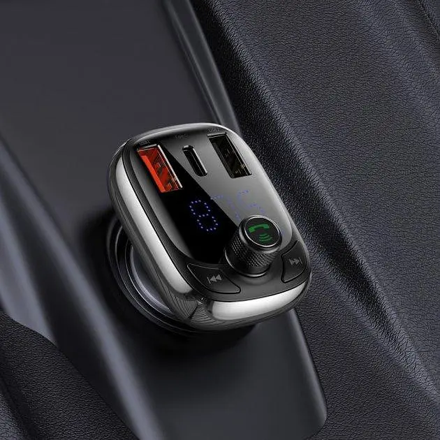 Автомобільний FM-модулятор Baseus T-Typed Bluetooth CCTM-B01 (2USB/1Type-C/36W) Чорний - фото 5