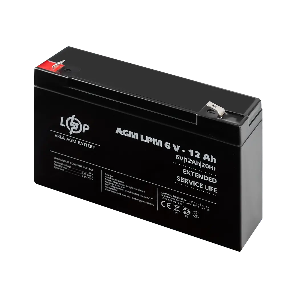 Аккумулятор AGM LPM 6V - 12 Ah - фото 3