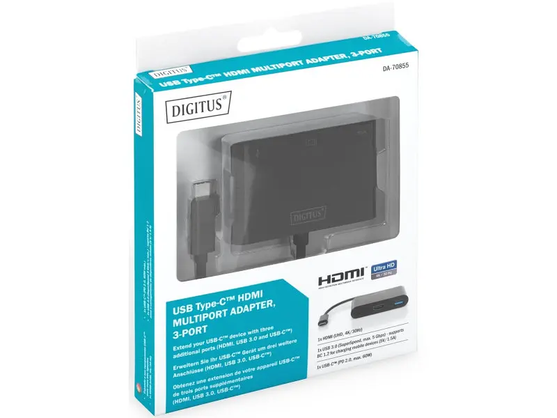 Адаптер Digitus USB-C – HDMA 2xUSB (DA-70855) - фото 6