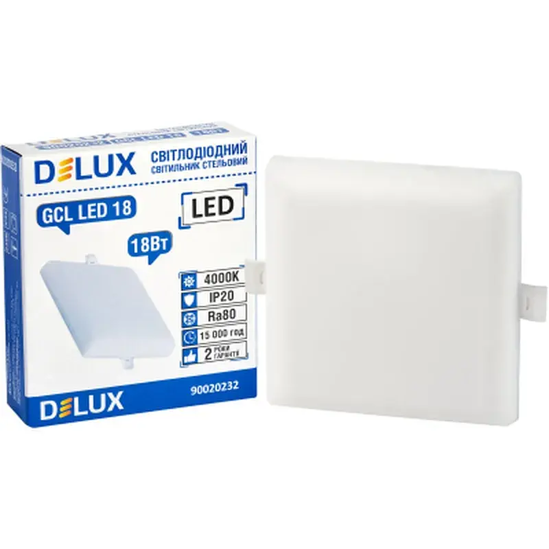 Світильник Delux LED 18_4000К 18Вт 230В SQUARE (90020232) - фото 3