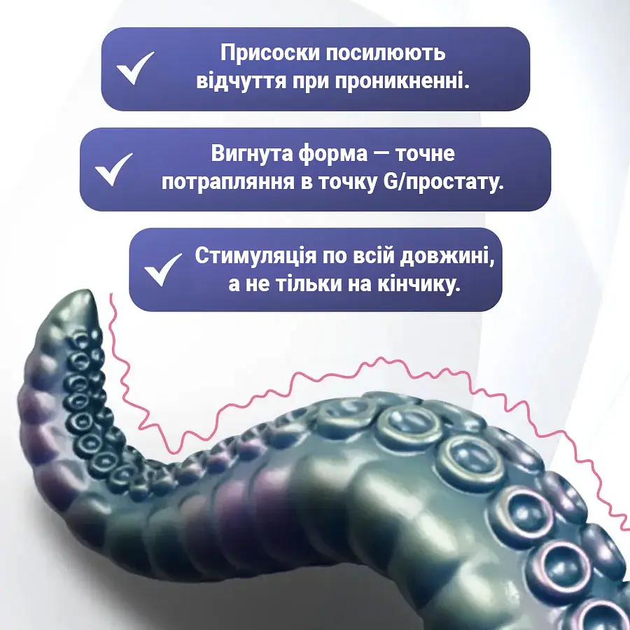 Анально-вагінальний вібратор G-стимулятор тентакль (щупальця хентай) Yunman Tentacle силіконовий 24 см Чорний - фото 3