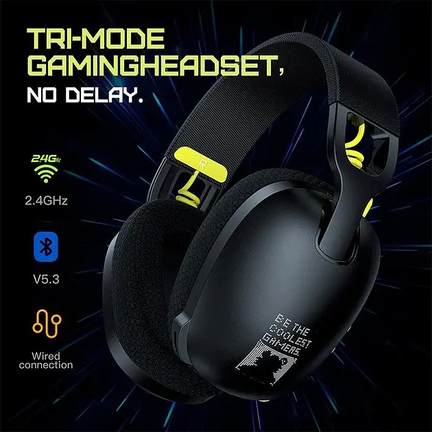 Беспроводные игровые наушники Onikuma B2 Bluetooth гарнитура для геймеров с микрофоном Black (19114) - фото 5