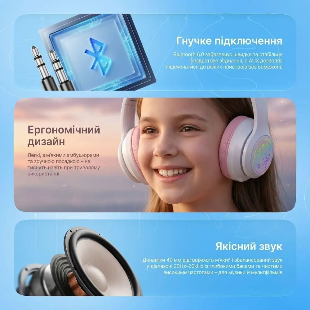 Навушники Proove Kids Neko (APP) Blue/Pink (HPNK0001AP26) - фото 5