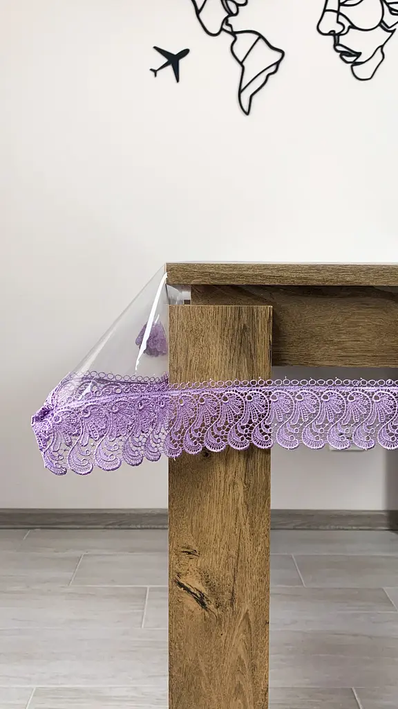 Силиконовая скатерть с лиловым кружевом 7 см 100х100 см - фото 2