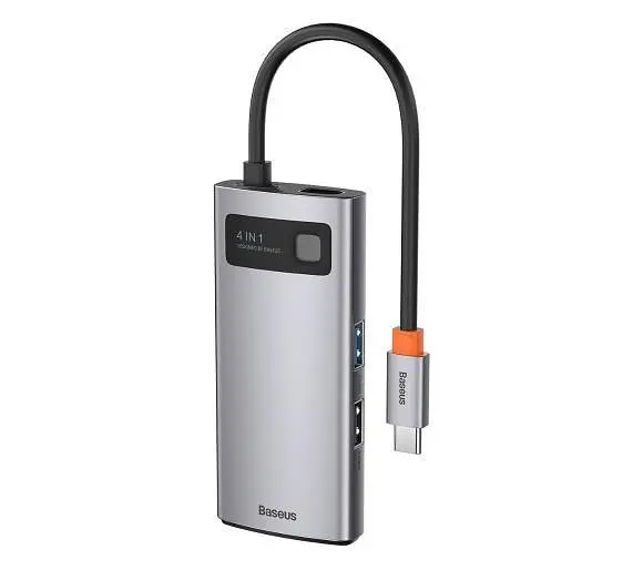 Мультипортовий адаптер USB Хаб Baseus Baseus Metal Gleam Series 4-in-1 Multifunctional Type-C HUB Docking - фото 4