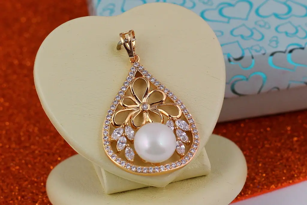 Кулон Xuping Jewelry з перлиною 3.5 см золотистий - фото 2