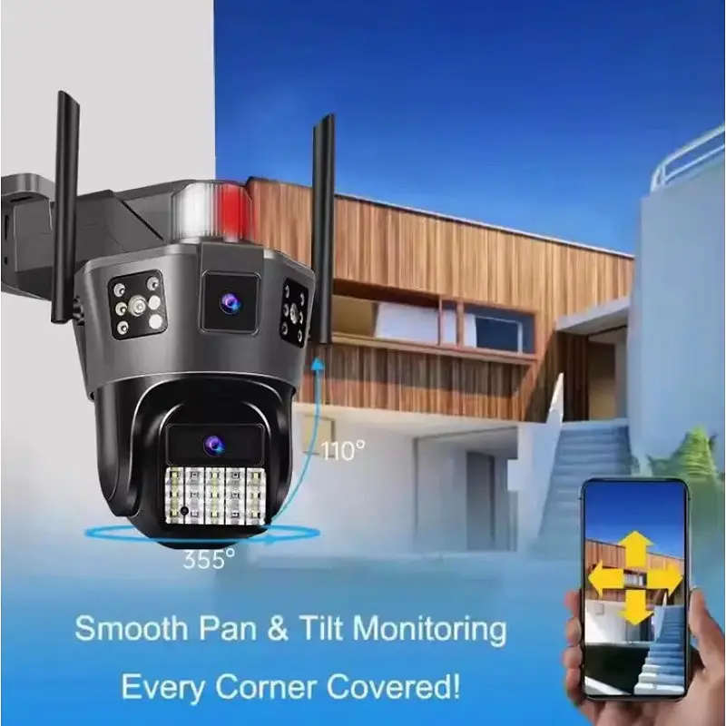 Подвійна поворотна IP-камера зовнішнього спостереження 4G від сім-карти 3MPx+3MPx вулична камера відеоспостереження IP66 SD39-4G (v380pro) - фото 4
