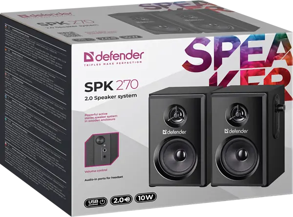 Акустика Defender 2.0 SPK-270 10Вт USB Black (65270) - фото 7