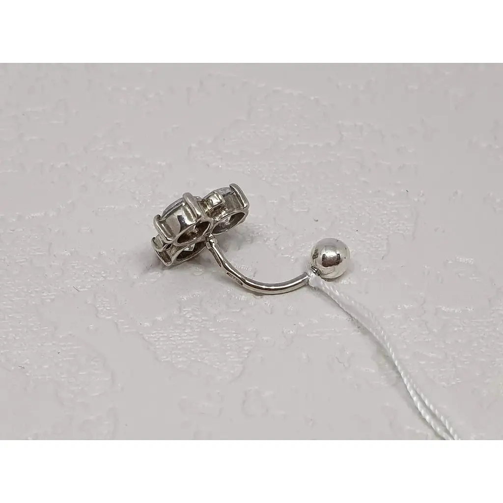 Срібна сережка для пірсингу пупка Ірій з фіанітами. 6017 - фото 3