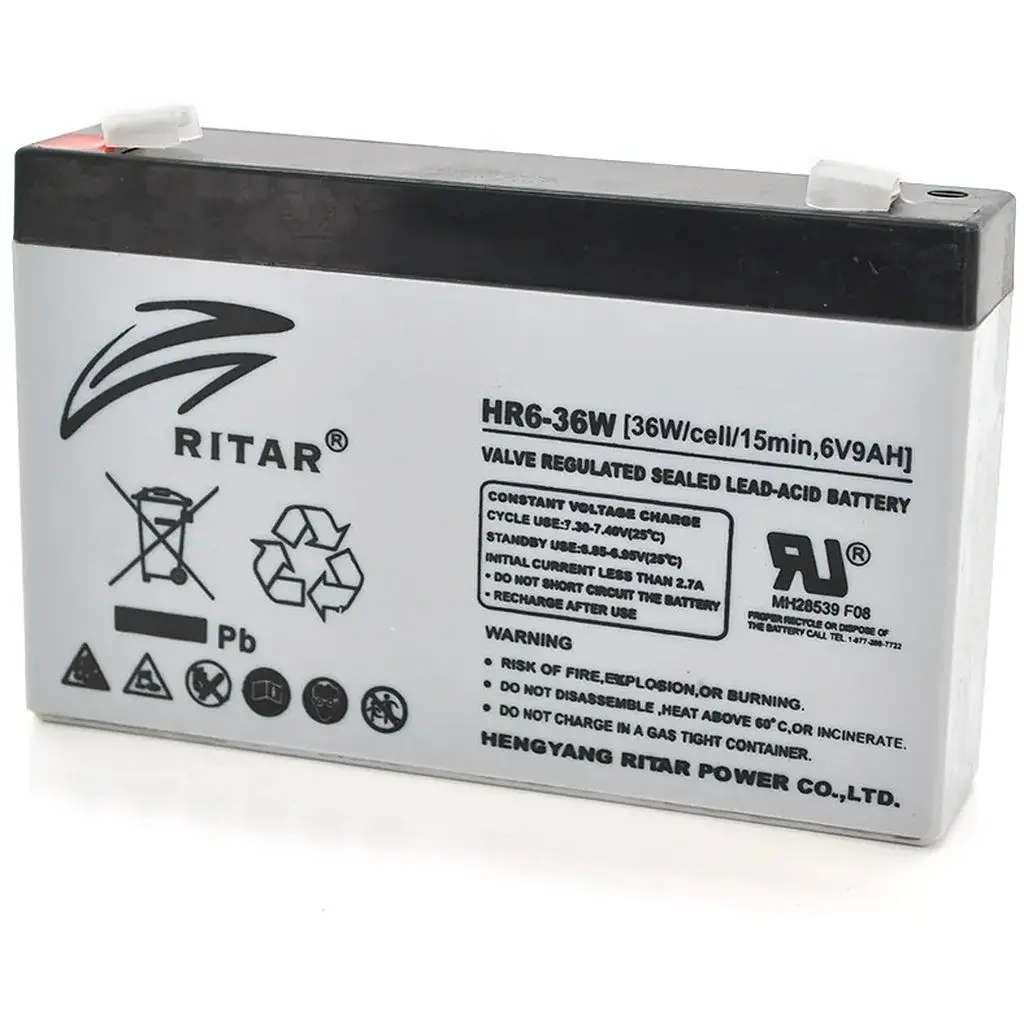 Аккумуляторная батарея AGM RITAR HR6-36W, Gray Case, 6V 9.0Ah ( 151 х 34 х 94 (100 ) 1.35kg Q10 - фото 1