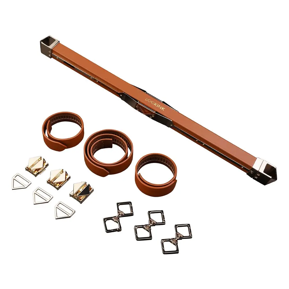 Фіксатор-розпірка LOCKINK Adjustable Spreader Bar Set, коричневий, шкіряний, ремені для шиї, рук/ніг - фото 2