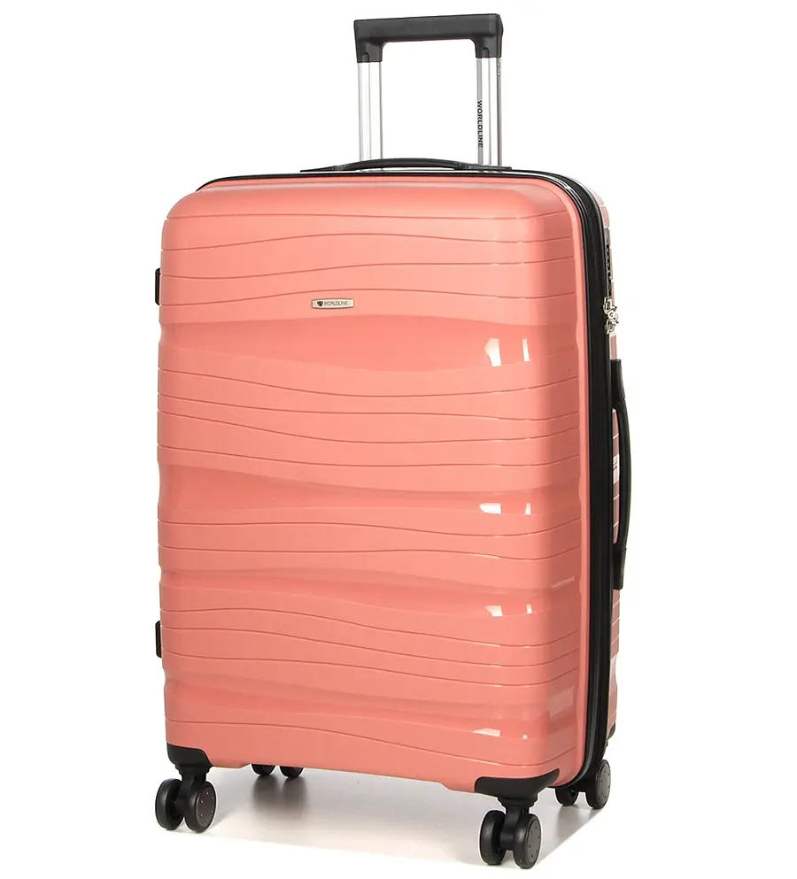 Валіза середня M поліпропілен Worldline Airtex 283 66×44×28см 80л Рожеве золото