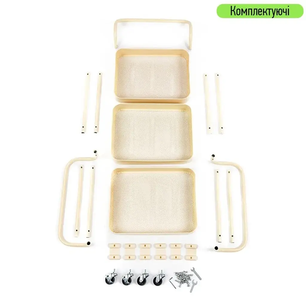 Этажерка Wall Sticker SW-00002105 мобильная трехъярусная универсальная из металла 45х37х82 см кремовая - фото 4