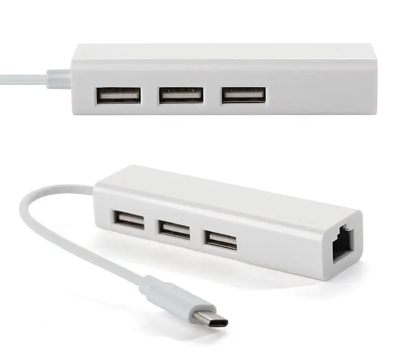 Хаб USB 2.0 Type-C -> 3xUSB 2.0 + RJ45 Fast Ethernet White (S0742) - фото 3