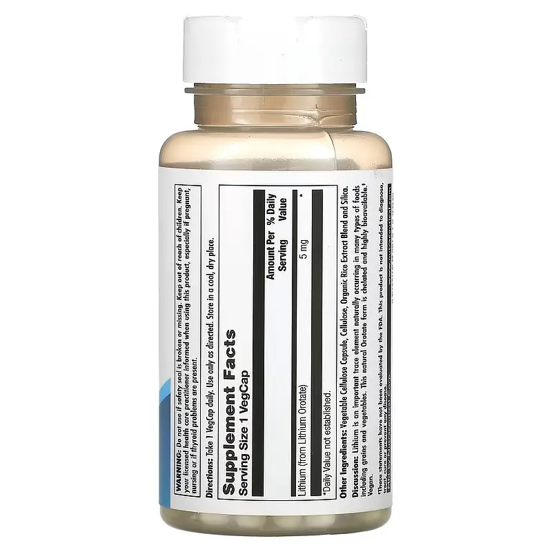 Інші мінерали Lithium Orotate 5 mg 120 VegCaps KAL vit0005831 - фото 2