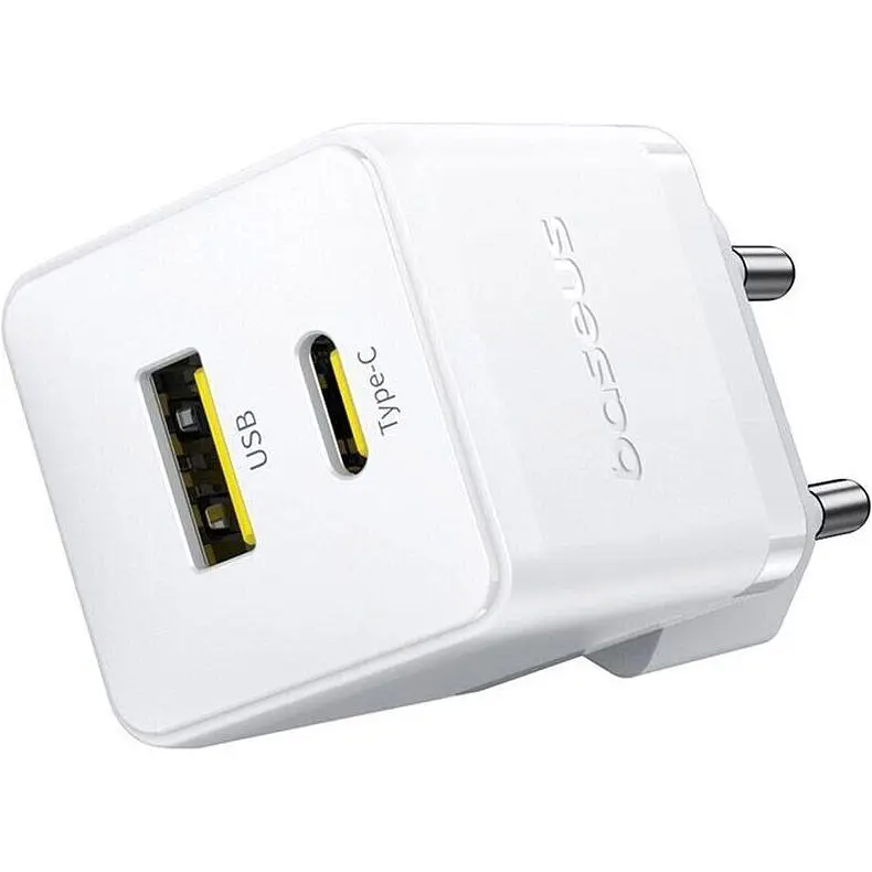 Мережевий зарядний пристрій Baseus Palm Fast Charger USB-A/USB-C 30W + Cable USB-C to USB-C 60W 1m White (P1011160A213-01) [168073] - фото 2