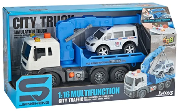 Іграшка CARS S Евакуатор з краном та поліцейською машиною 1:16 (CJ-2180222) (7259644) - фото 2