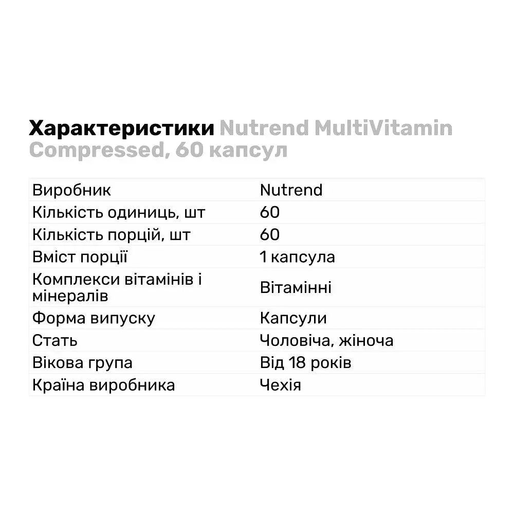 Витамины и минералы Nutrend MultiVitamin Compressed, 60 капсул - фото 2