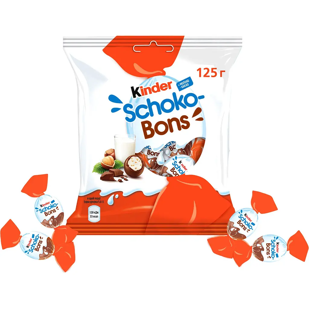 Цукерки Kinder Schoko-bons з молочно-горіховою начинкою, 125 г - фото 2