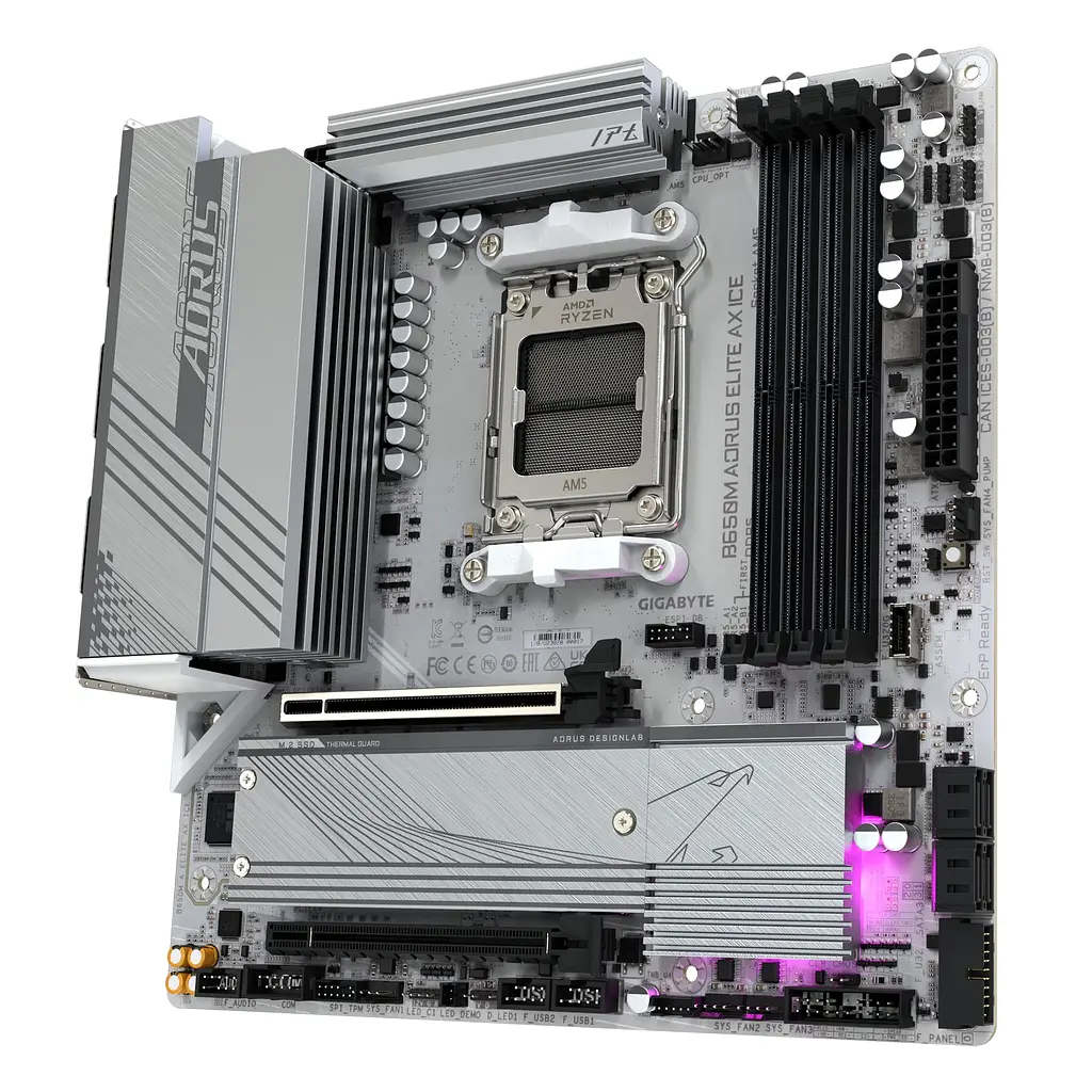 Gigabyte Материнська плата B650M A ELITE AX ICE sAM5 B650 4xDDR5 M.2 HDMI DP Wi-Fi mATX - фото 3