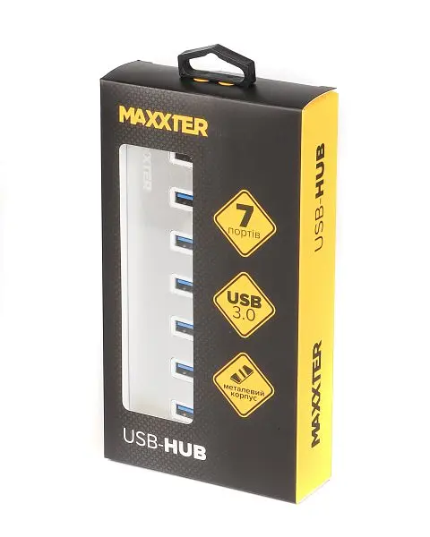 Розгалужувач-хаб Maxxter HU3A-7P-01, 7x USB 3.0 на 7 портів метал - фото 3