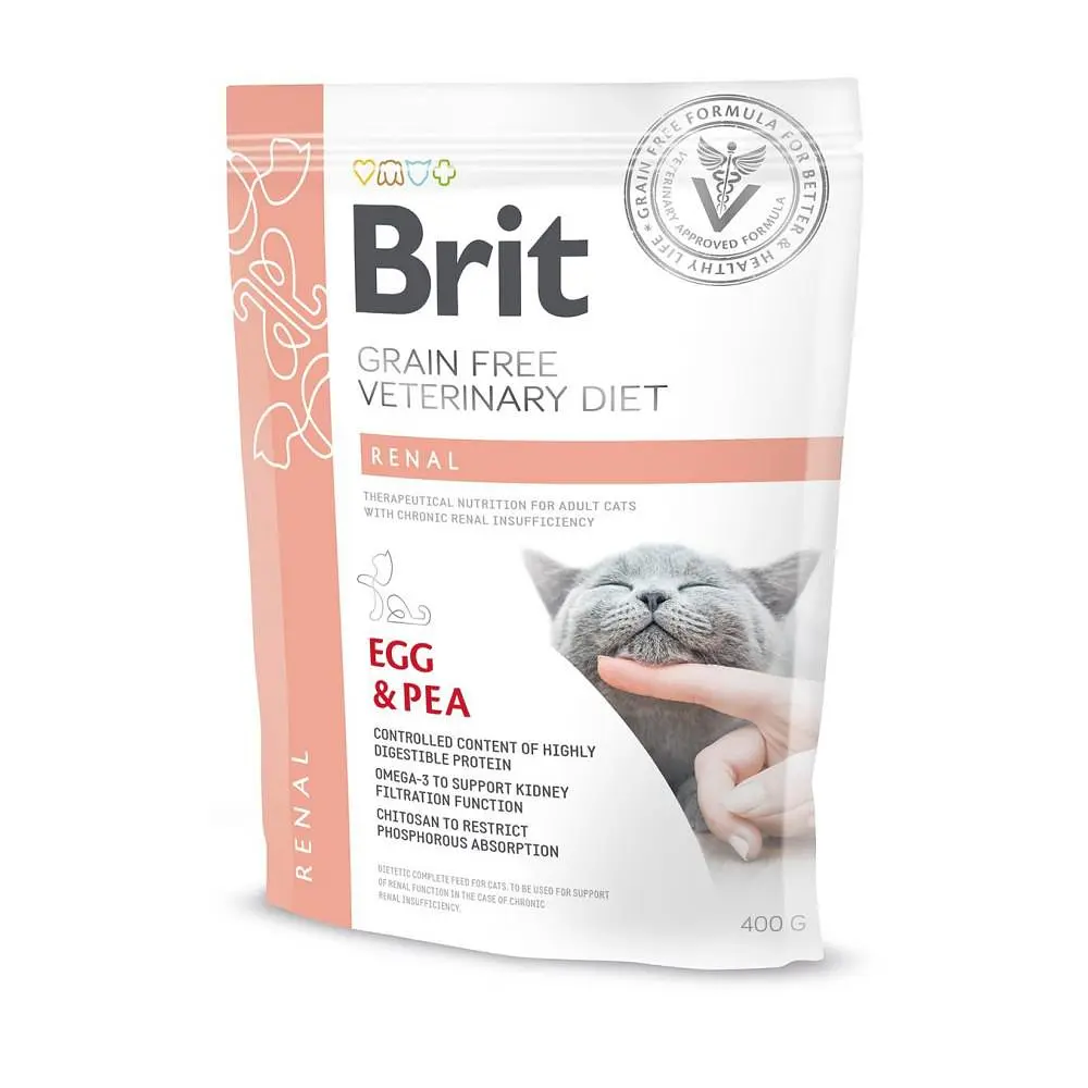 Дієтичний сухий корм Brit GF VetDiet Cat Renal для кішок, при захворюваннях нирок з яйцем та горохом 400 г (арт.170958/528332)