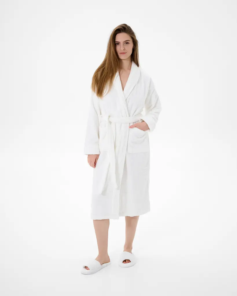 Халат махровый unisex Lotus Home - Basic Soft белый 2XL - фото 4