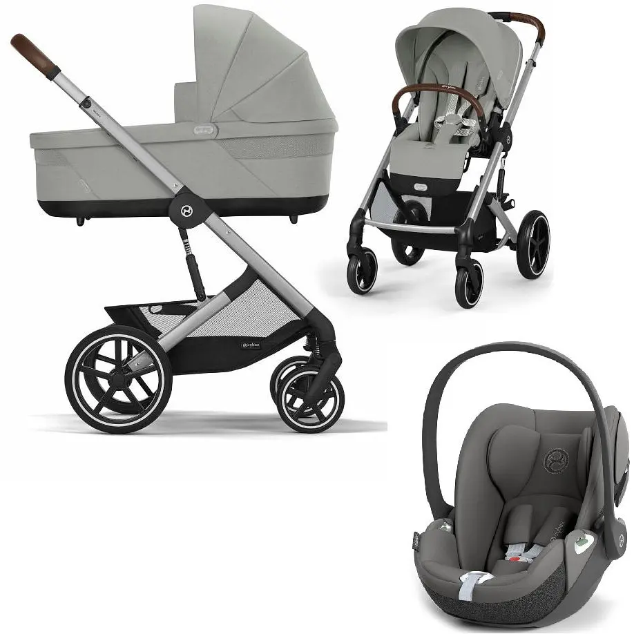 Коляска Cybex Balios 3 в 1 Stone Grey автокрісло Cloud T i-Size Mirage Grey + адаптори