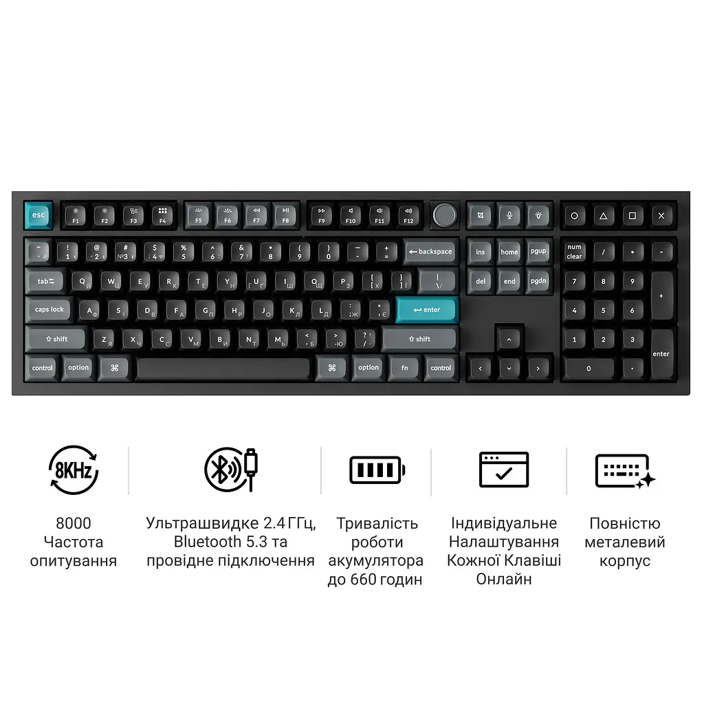 Клавіатура бездротова Keychron Q6 Ultra Keychron Red Switch Black RGB (Q6U-M1-UA) - фото 8