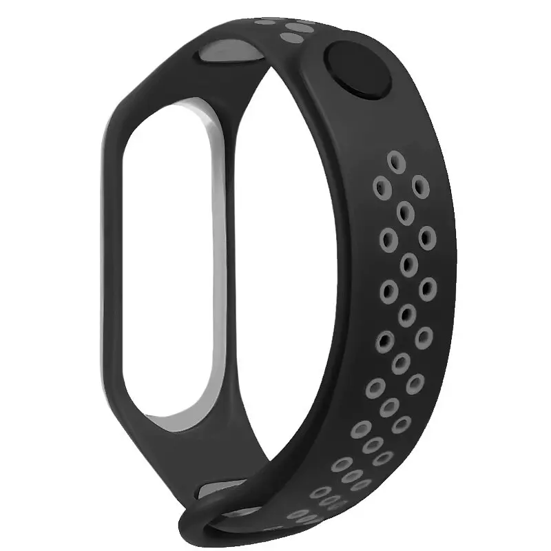 Ремінець для фітнес-браслета MiJobs для Xiaomi Mi Band 3 і 4 Nike design чорний з сірим - фото 2