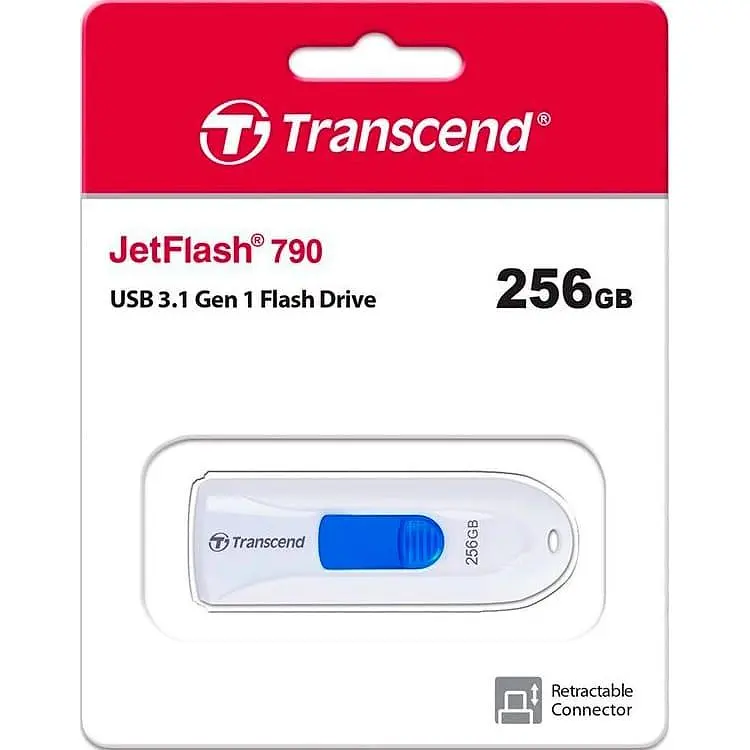 USB флеш накопичувач Transcend 256GB JetFlash 790 White USB 3.1 (TS256GJF790W) - фото 5