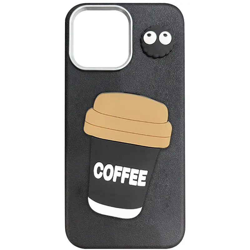 Чохол TPU Leather Toys для Apple iPhone 15 Pro (6.1) Coffee / Black