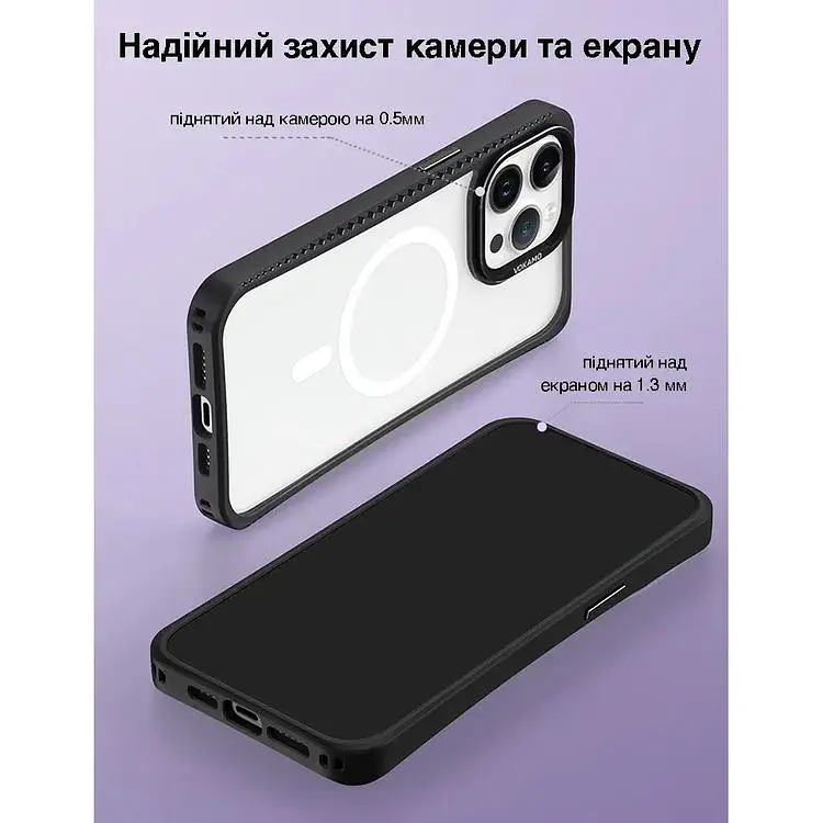 Чохол Vokamo MagSafe для iPhone 15 Pro Max з магнітом Ice Glass Black - фото 7