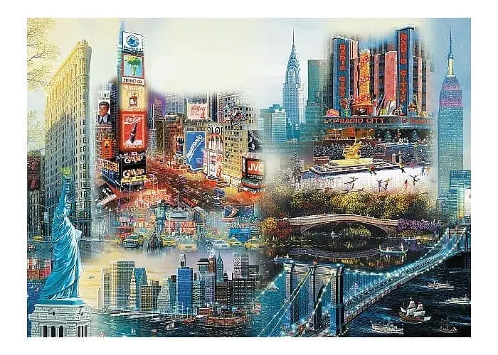 Пазл Trefl дерев'яний фігурний Нью-Йорк США колаж 1000 ел. (20147) - фото 2