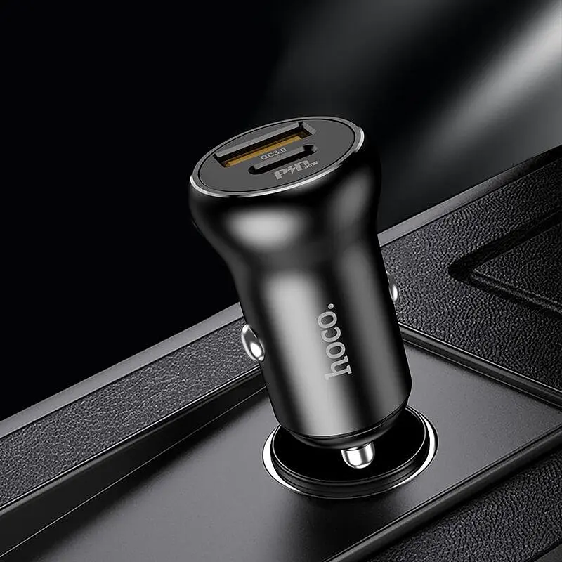 Адаптер автомобильный HOCO Smooth road car charger NZ5 самое зарядное черное - фото 6