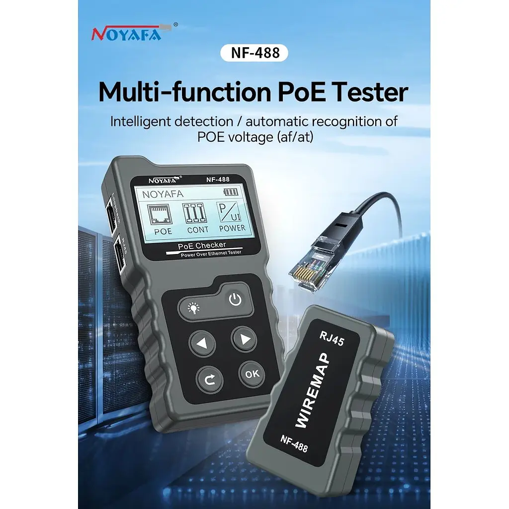 Кабельний тестер Noyafa NF-488 багатофункціональний функція PoE Ping для RJ45 DC (18887) - фото 3