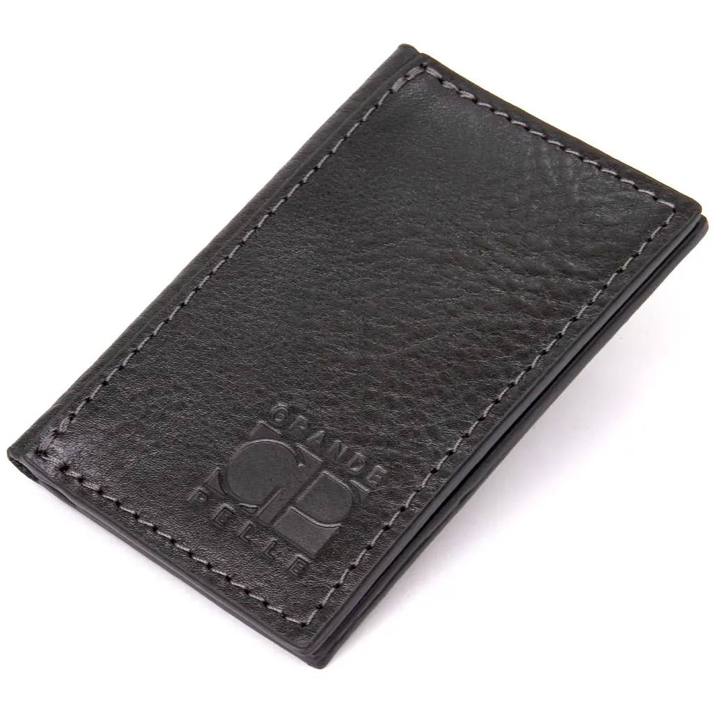 Шкіряна невелика візитниця Grande Pelle 11501 чорний - фото 10