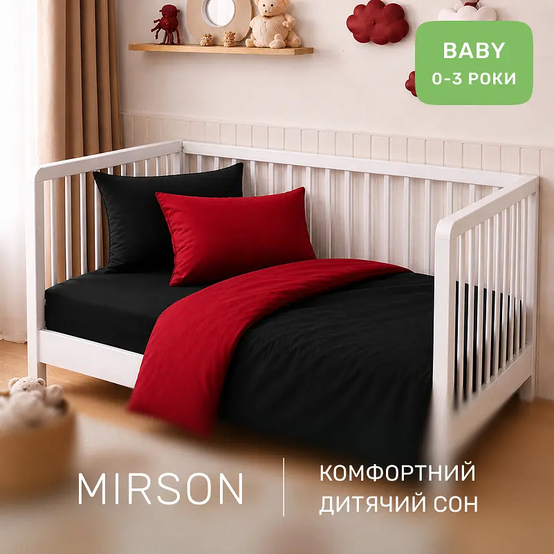 Дитяча постільна білизна MIRSON BABY фланель Black/Red 110х160см (2200012799772) - фото 6