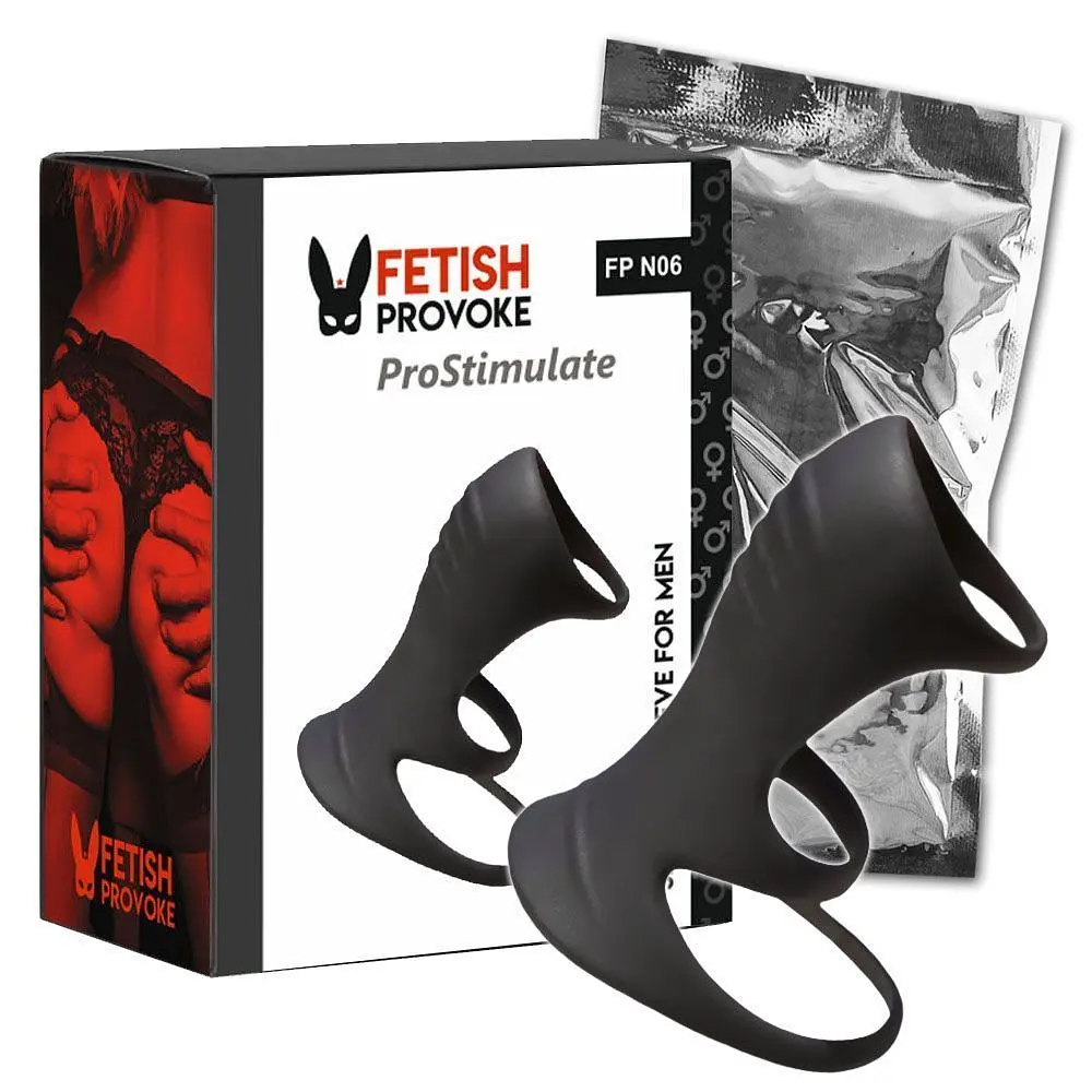 Насадка на пеніс Fetish Provoke ProStimulate N06, 8,7 см (чорний) - фото 4