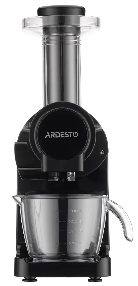 Соковитискач Ardesto JEG-1500S, Black, шнекова, 200Вт, повільне віджимання 90об/хв, ємність для соку 400мл, ємність для м'якоті 700мл, крапля-стоп, малошумний двигун, реверс, щіточка для очищення - фото 5