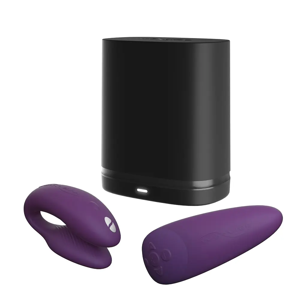 Смарт-вібратор для пар We-Vibe Chorus Purple, сенсорне керування вібраціями стисненням пульта - фото 7