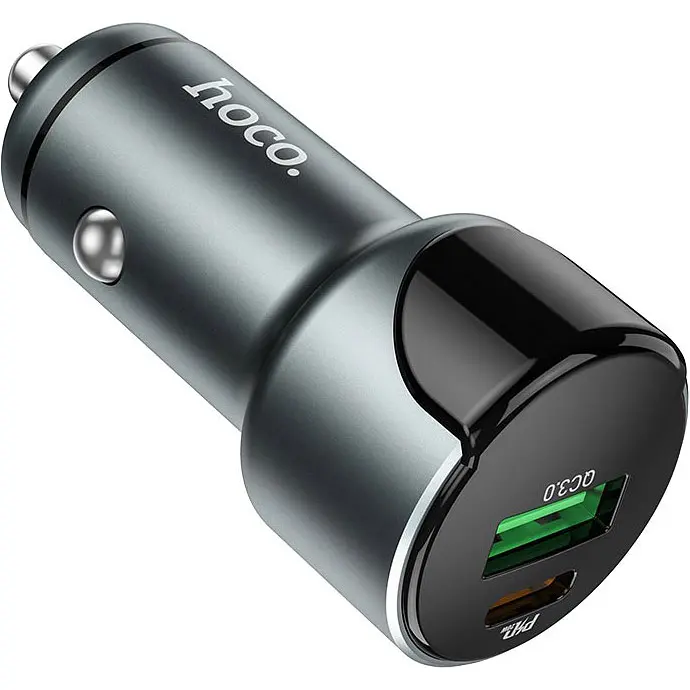 Автомобільний зарядний пристрій Hoco Z42 Light Road PD20W + QC3.0 Gray [110007] - фото 4