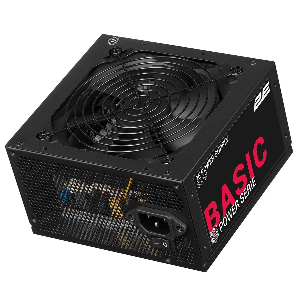 2E Блок живлення Basic Power (600W), 80%, 120мм, 1xMB 24pin(20+4), 1xCPU 8pin(4+4), 3xMolex, 4xSATA, 2xPCIe 8pin(6+2) - фото 3