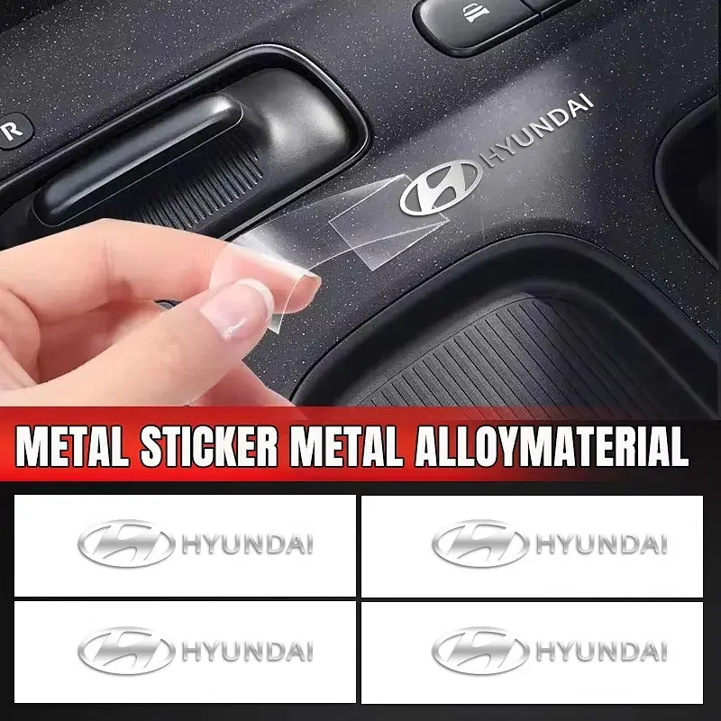 Наклейка з логотипом Hyundai метал, на клейкій стрічці 1шт (універсальна) - фото 2